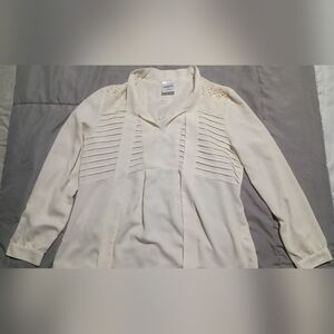 Bedford Fair Top Blouse Women's Sz PM Color Yellow Ornate  Designs Accents...